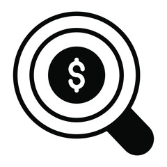 money research filled outline icon, business and finance icon.