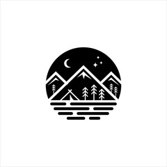 Adventure mountain Camp Logo Design, Vector mountain camp design