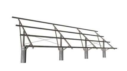 The support of PV module array on a white background,3D Rendering.
