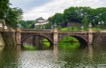 Fototapeta na wymiar Tokyo Imperial Palace and Nijubashi bridge, Japan