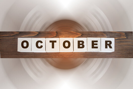 October word on wooden cubes.The October calendar agenda concept