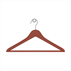 Wooden clothes hanger on a white background. Realistic raster illustration