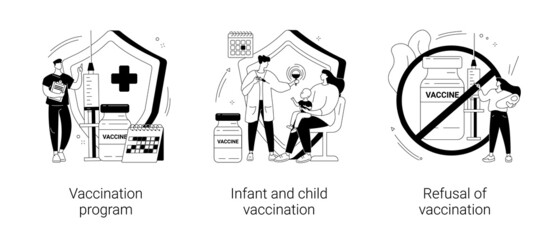 Mandatory immunization abstract concept vector illustrations.