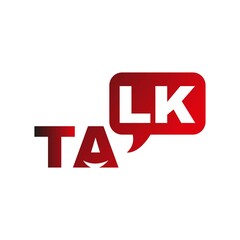 Simple Letter Talk Logo. With Smile and Cloud Chat Icon. On white and red colors. Luxury and premium logo template