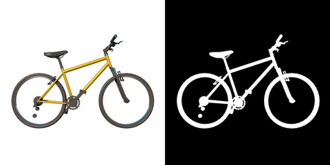 Fototapeta premium Bike 1 - Lateral view white background alpha png 3D Rendering Ilustracion 3D