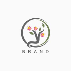 Logo initials letter y with flower and leaf ornament concept for boutique and business name