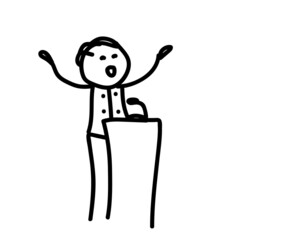 The man speaks on a white background. Sketch. Vector illustration.