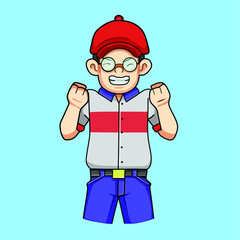 Courier Delivery Logistics Yes Mascot, Cartoon Art Vector Illustration