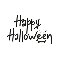 Fototapeta na wymiar Happy Halloween modern brush calligraphy black and white typography vector illustration for poster print, postcard, poster, banner, logo, sign, sticker