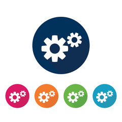 Gear icon, set of 5 round buttons.