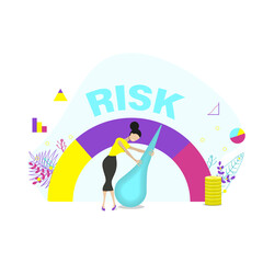 Concept of risk on speedometer is high, medium, low.