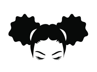 Abstract african girl clipart. Detailes silhouette of a woman with curly hair.