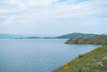 Fototapeta premium Lake Baikal is a rift lake located in southern Siberia, Russia. The largest freshwater lake by volume in the world. A Natural Wonder Of The World.