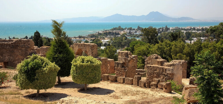 Ruins of the ancient antique city of Carthage in Tunisia