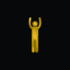 Arms Up Silhouette gold plated metalic icon or logo vector