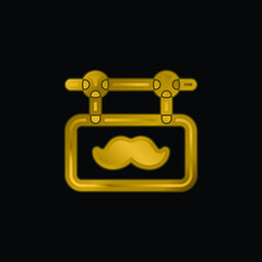 Barber gold plated metalic icon or logo vector