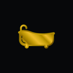 Bathtub gold plated metalic icon or logo vector