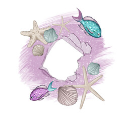 Mermaid Background Hand Drawn Illustration	