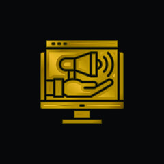 Advertising gold plated metalic icon or logo vector