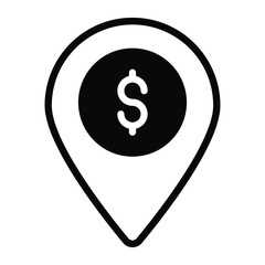 money location filled outline icon, business and finance icon.