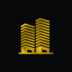 Apartments gold plated metalic icon or logo vector