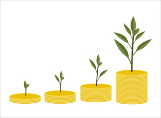 Fototapeta na wymiar Deposit. The concept of saving money as a growing plant. Investing money on an account.