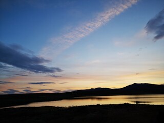 sunset over the lake