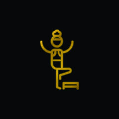 Aerobic gold plated metalic icon or logo vector
