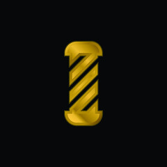 Barber Shop gold plated metalic icon or logo vector