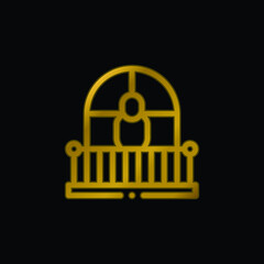 Balcony gold plated metalic icon or logo vector