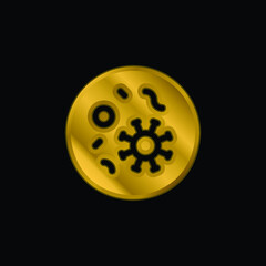 Bacteria gold plated metalic icon or logo vector