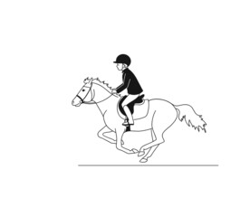 Children's equestrian sports on a pony, vector art