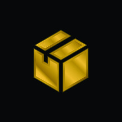 Box gold plated metalic icon or logo vector