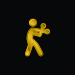 Boxing Silhouette gold plated metalic icon or logo vector