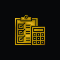 Accounting gold plated metalic icon or logo vector