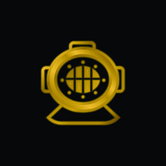 Aqualung gold plated metalic icon or logo vector