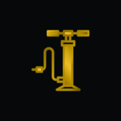 Air Pump gold plated metalic icon or logo vector
