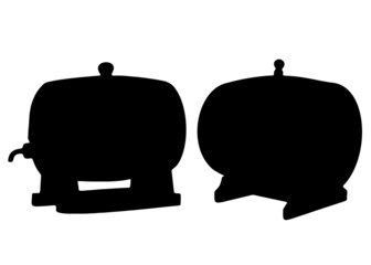 Large barrels for beer and wine. Vector image.