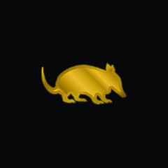 Ant Eater Shape gold plated metalic icon or logo vector