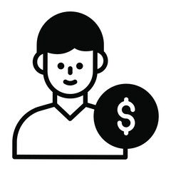 employee salary filled outline icon, business and finance icon.