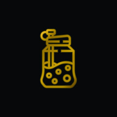 Bottles gold plated metalic icon or logo vector