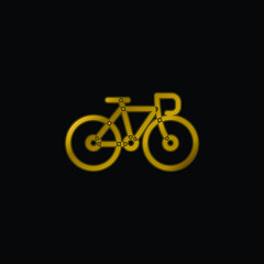 Obraz premium Bike gold plated metalic icon or logo vector