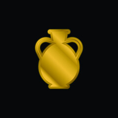 Amphora gold plated metalic icon or logo vector