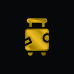 Baggage gold plated metalic icon or logo vector
