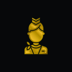 Air Hostess gold plated metalic icon or logo vector