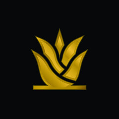 Aloe Vera gold plated metalic icon or logo vector