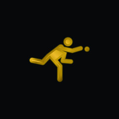 Baseball Player gold plated metalic icon or logo vector