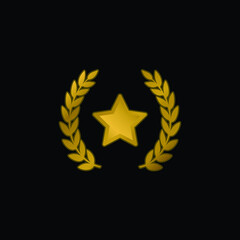 Award Symbol gold plated metalic icon or logo vector