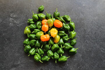 A heap of Habanero chillies