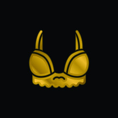 Brassiere gold plated metalic icon or logo vector